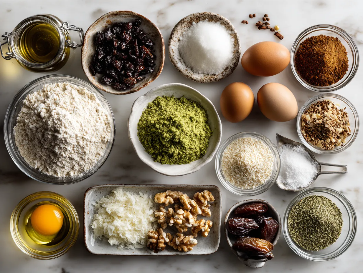 Ingredients for Texas Trash Pie including pecans, chocolate chips, pretzels, caramel and pie crust