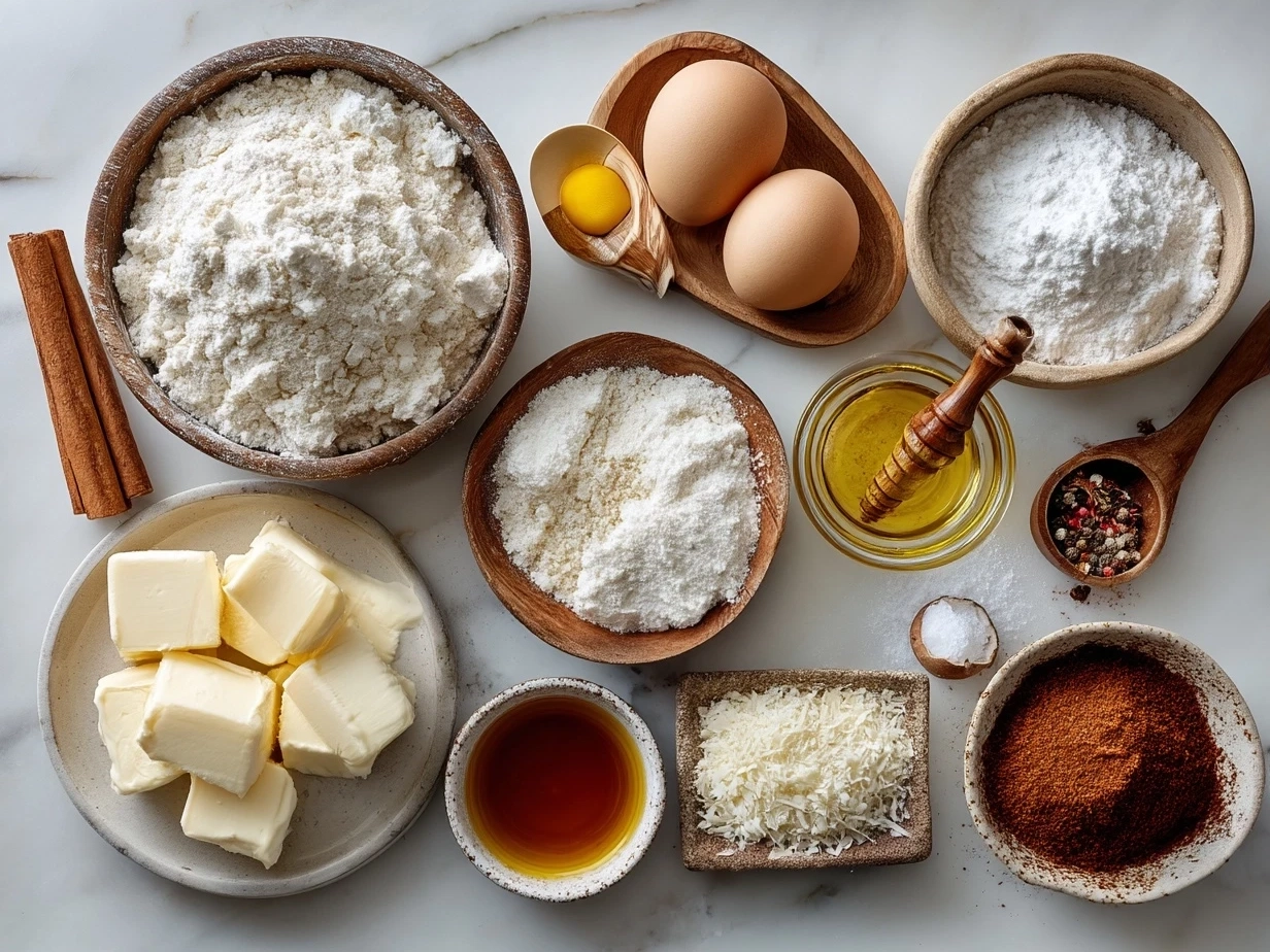 Ingredients for Crispy Air Fryer Fries including russet potatoes, avocado oil, smoked paprika, garlic powder, onion powder, sea salt, and black pepper