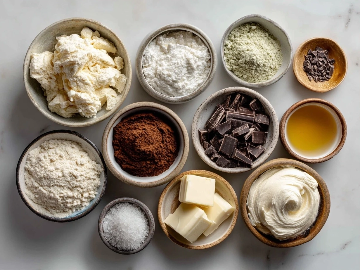 Ingredients for Andes Mint Mini Cheesecakes