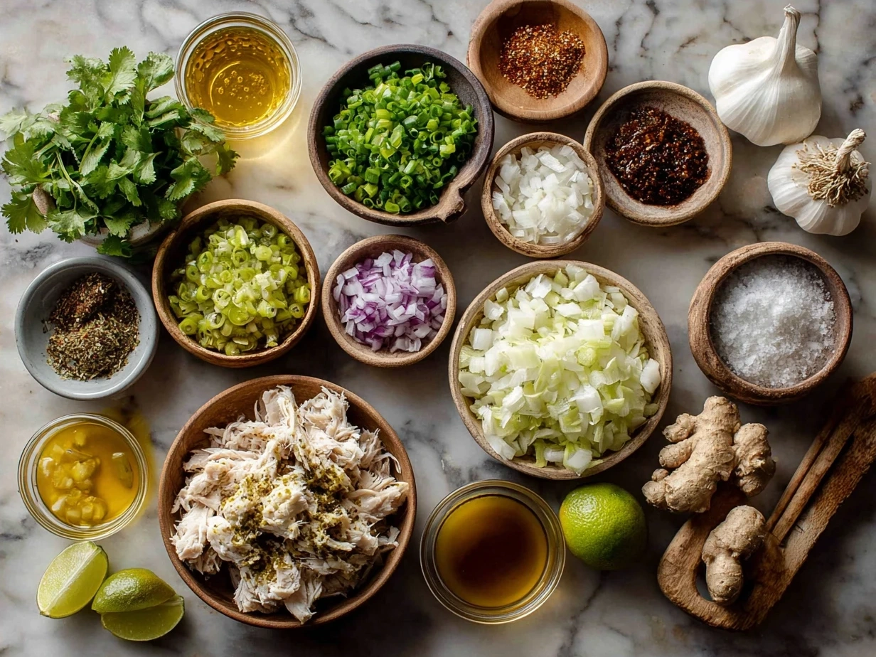 Ingredients for Authentic Crockpot Chicken Pozole Verde on a kitchen table