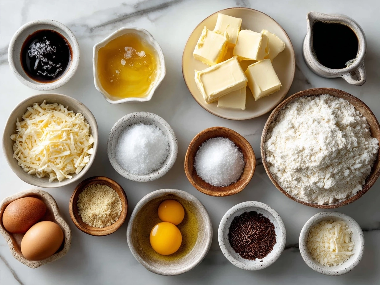 Ingredients for Buckeye Dip including peanut butter, cream cheese, powdered sugar, vanilla extract, chocolate chips, and heavy cream