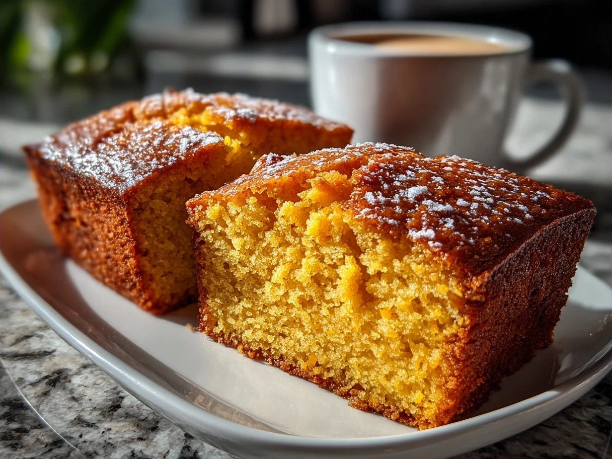 Moist and golden Butternut Squash-Apple Coffee Cake slice ready to serve