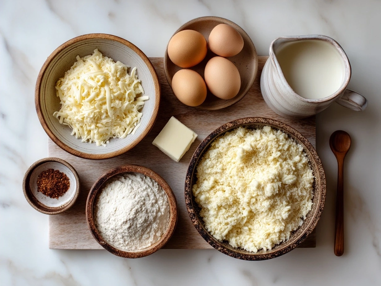 Ingredients for Cheesy Funeral Potatoes laid out for cooking