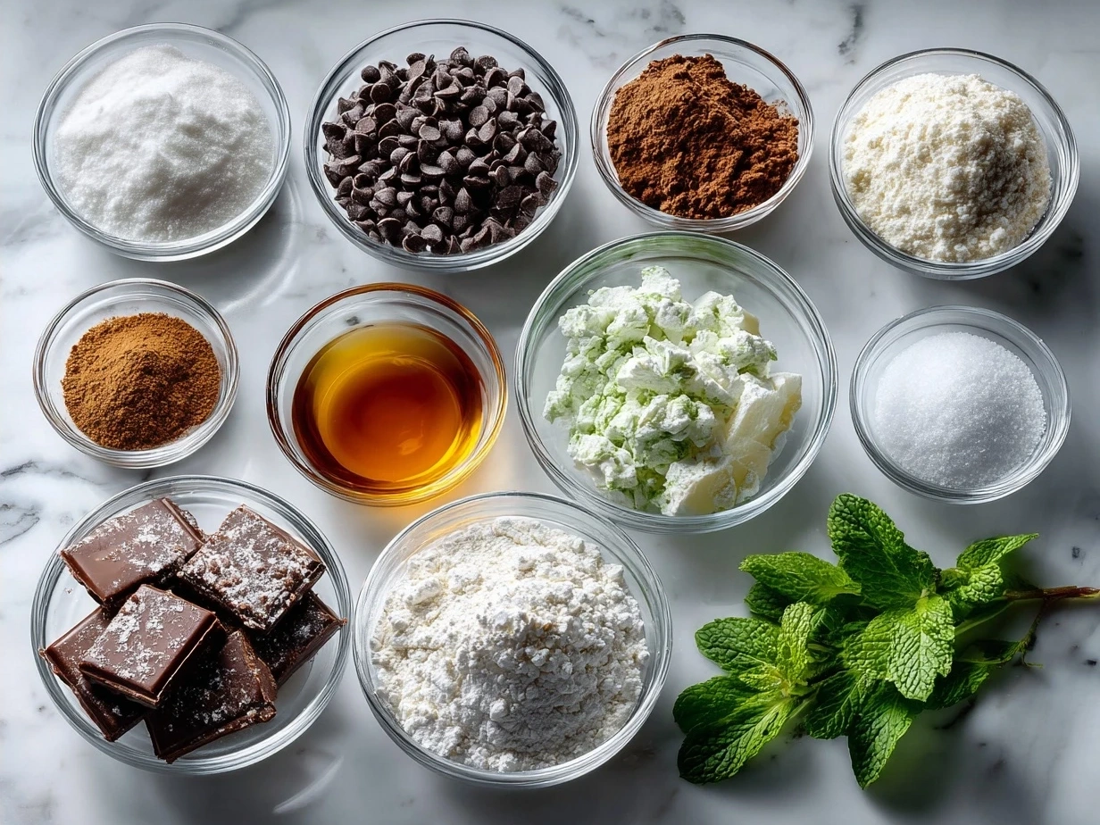 Ingredients needed for making Chocolate Mint Pie