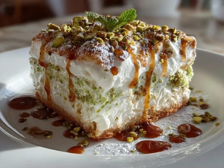 Close-up of homemade Pistachio Lush Dessert