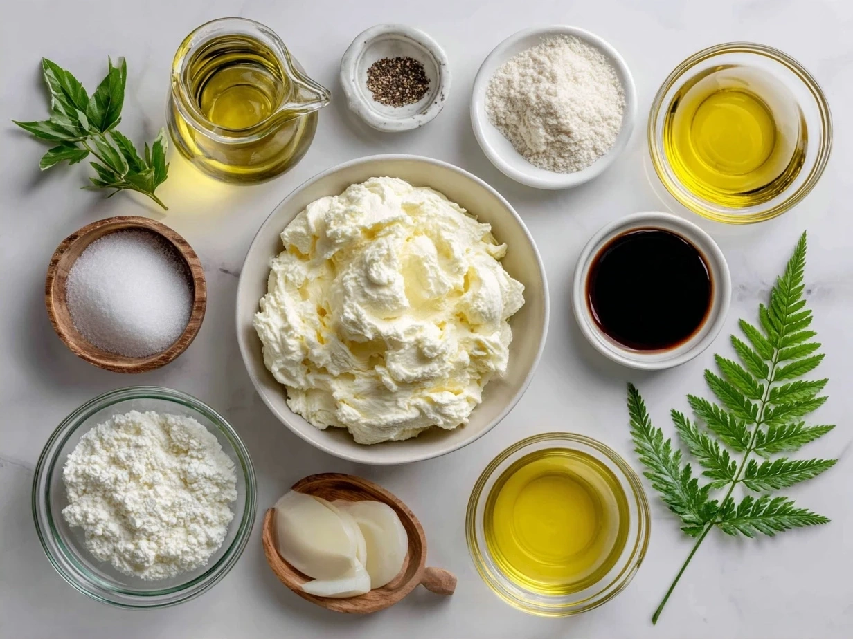 Ingredients for Creamy Horseradish Sauce recipe including sour cream, horseradish, mayonnaise and seasonings