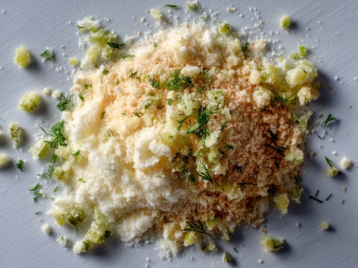 Ingredients for Dill Pickle Parmesan Chicken including chicken breasts, dill pickle juice, Parmesan cheese, panko breadcrumbs