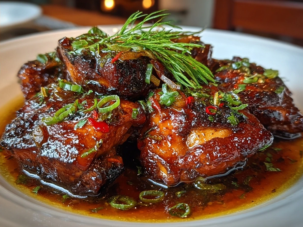 Finished Filipino Chicken Adobo served for dinner