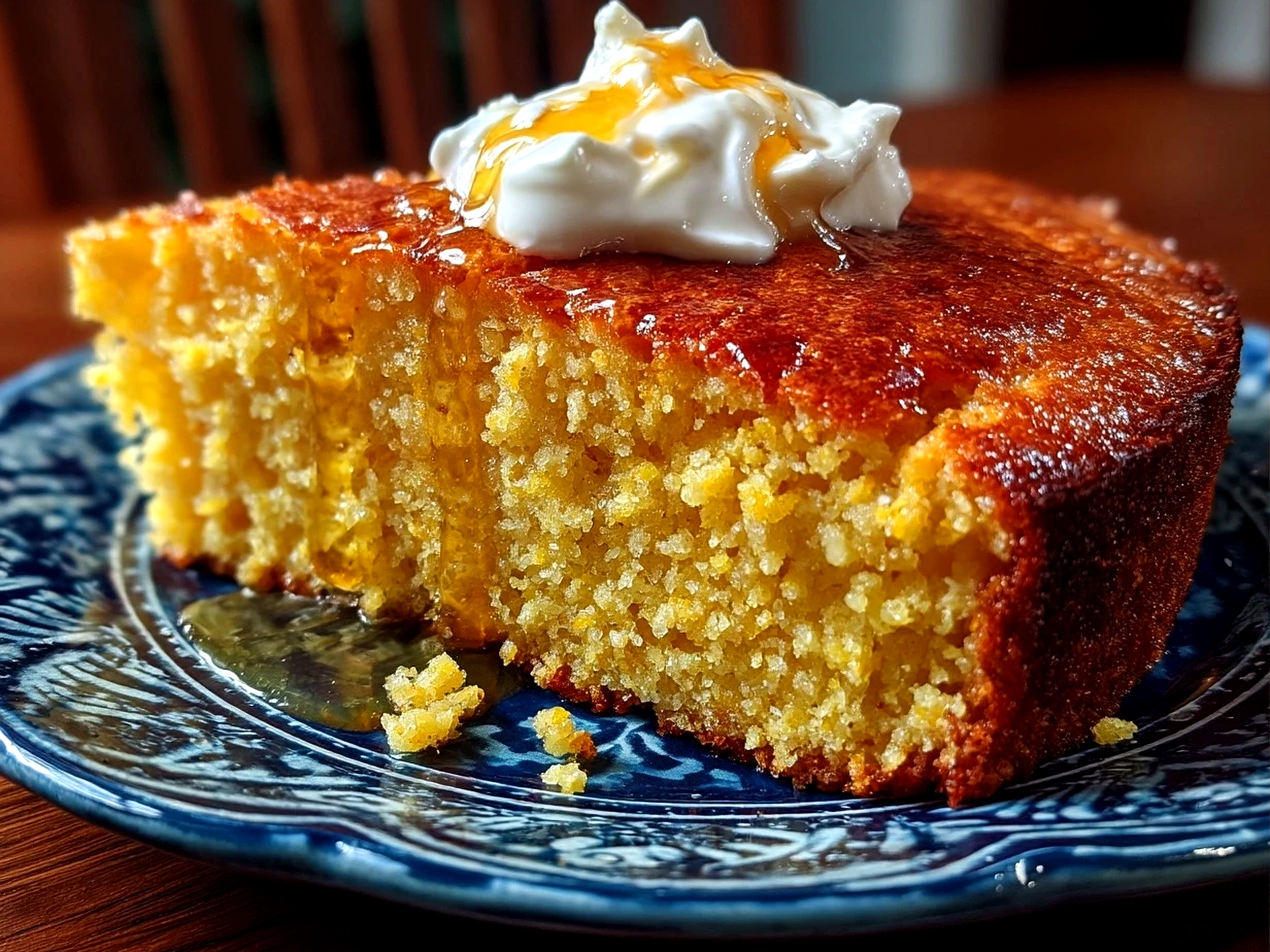 Close-up of freshly baked Southern Cornbread with golden crust