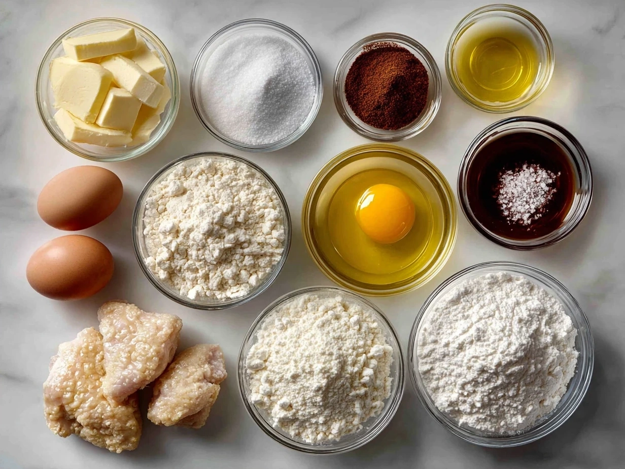 Ingredients needed for gluten free chicken tenders including almond flour and spices