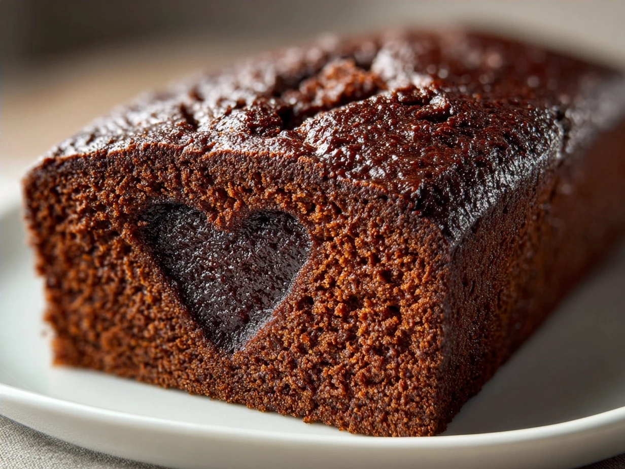 Final Hidden Heart Chocolate Loaf Cake ready to serve