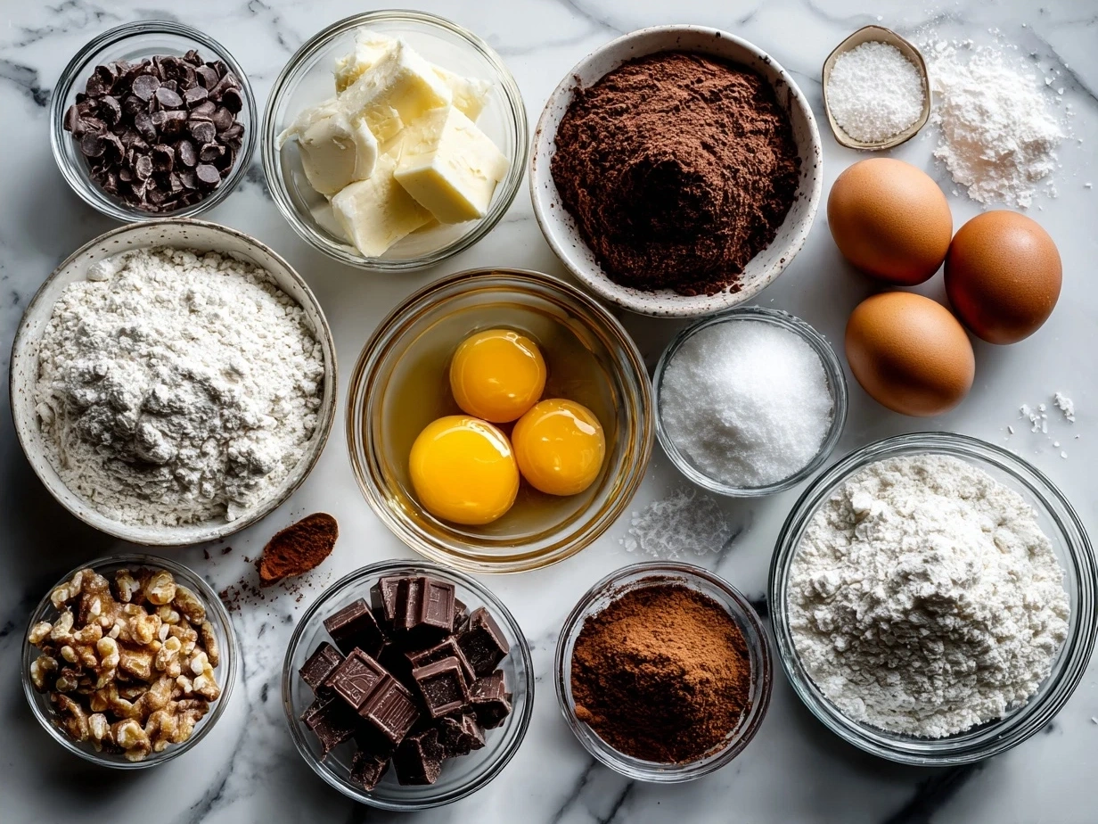 Ingredients for Hidden Heart Chocolate Loaf Cake