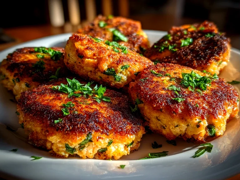 home cook, iPhone 15 Pro. Close-up slight angle of freshly prepared canned salmon cakes on white plate. rich inviting --ar 4:3 --style raw --s 245