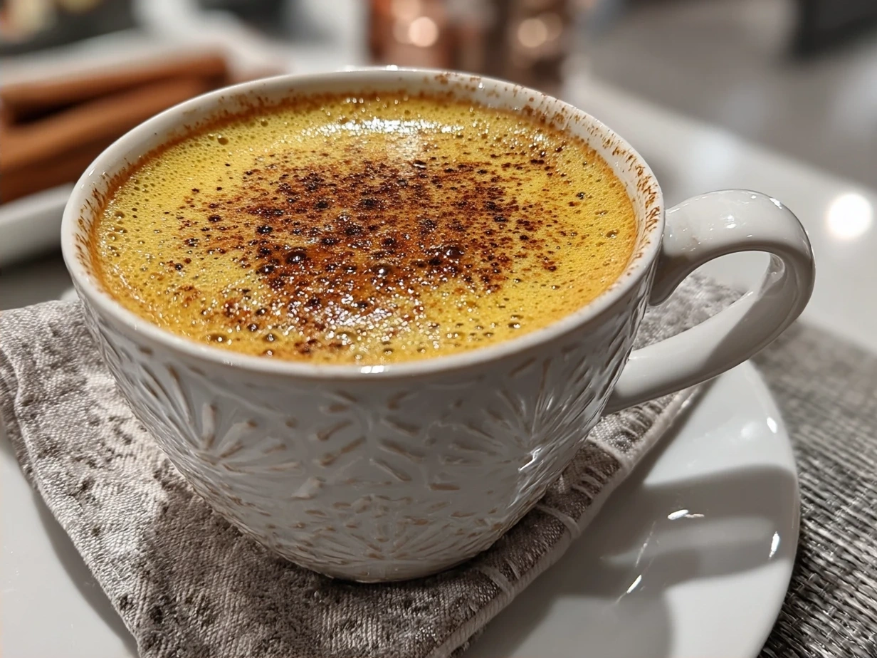 Final glass of Hot Buttered Rum glowing warmly with spices around it
