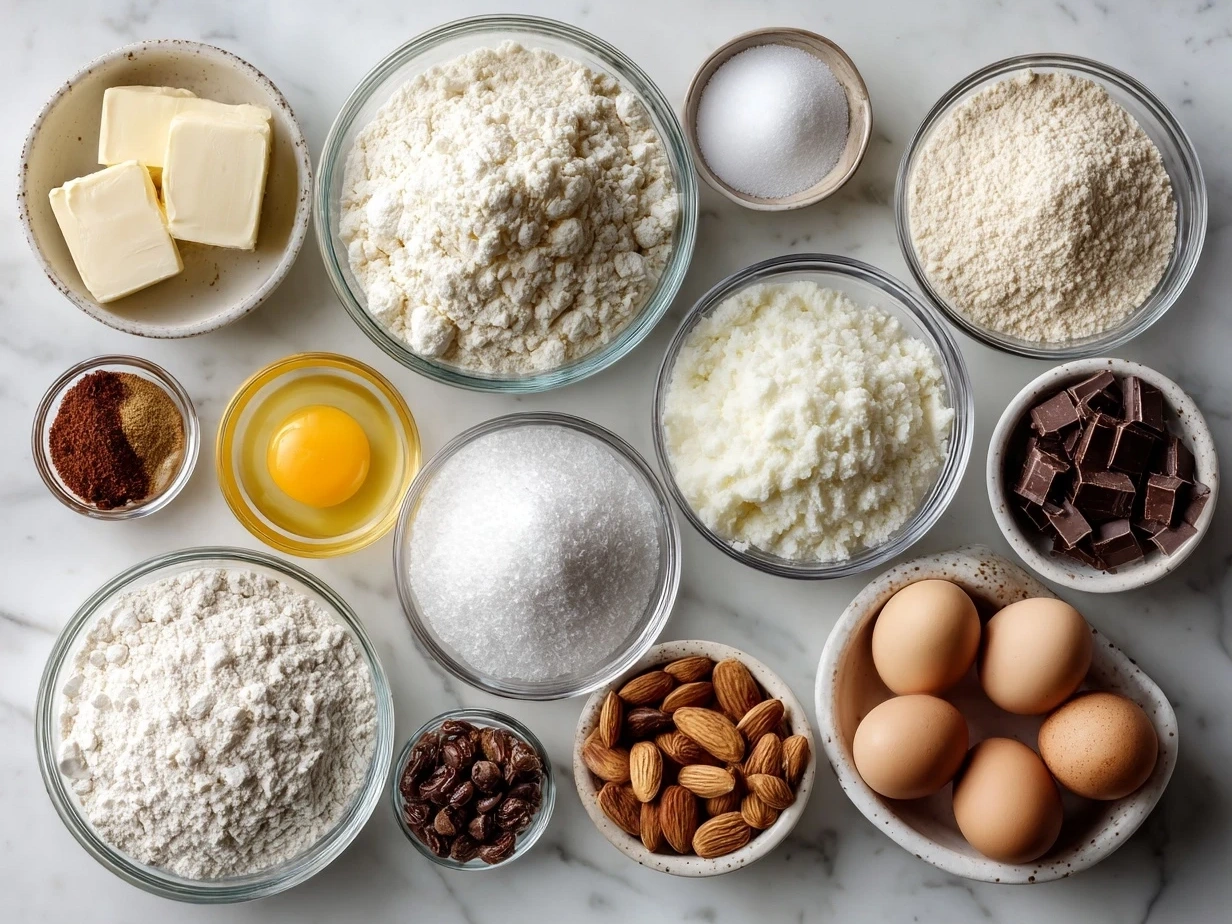 Ingredients for Capricorn Cake neatly arranged.