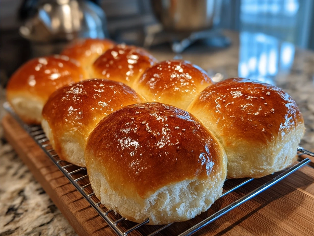 Beautifully baked Japanese Milk Bread Rolls cooling on a rustic towel
