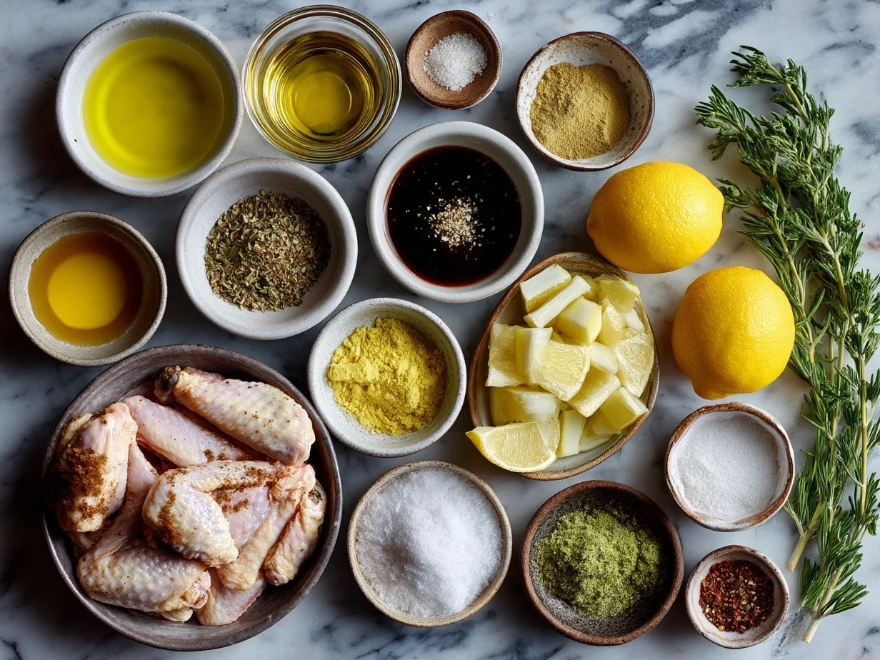 Ingredients for crispy baked lemon pepper wings