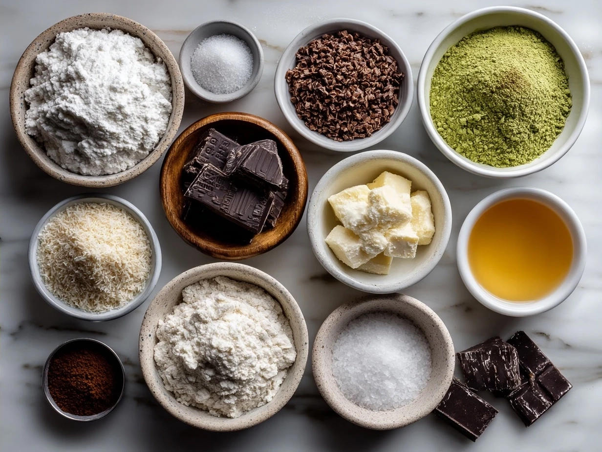 Ingredients for Mint Oreo Balls laid out on a kitchen counter