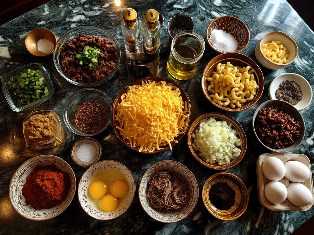 Ingredients for One Pot Chili Mac and Cheese