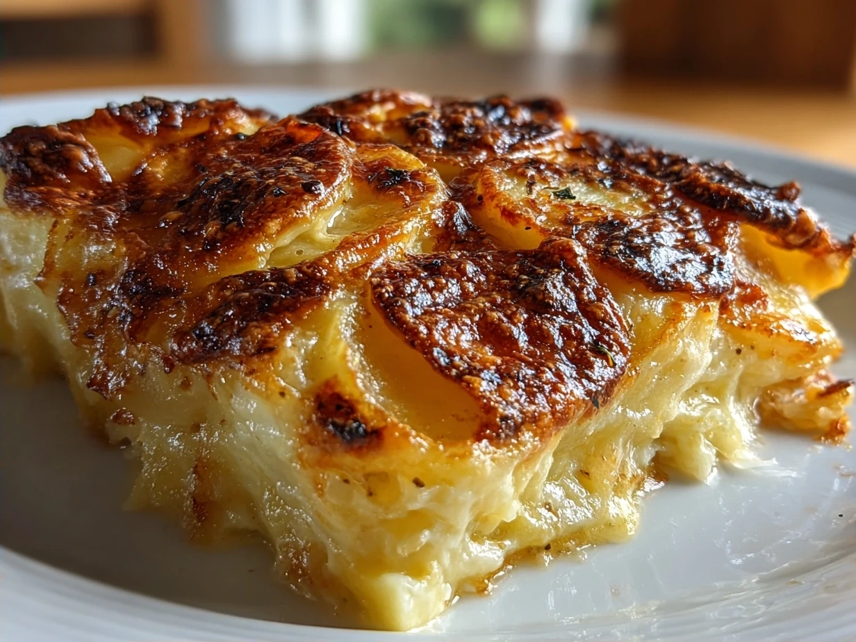 Finished creamy and cheesy Scalloped Potatoes Recipe fresh out of the oven with golden crust