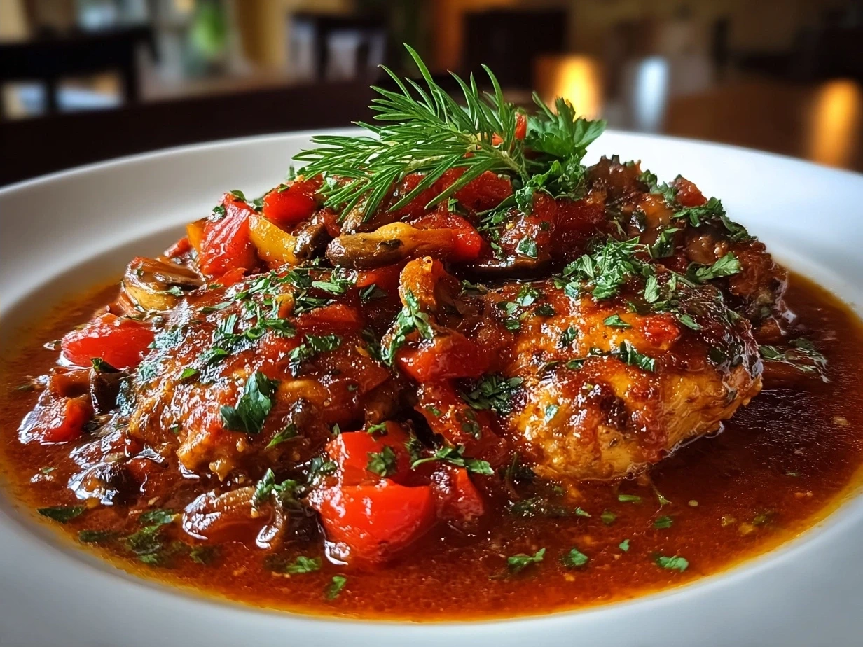 Finished slow cooker chicken cacciatore recipe