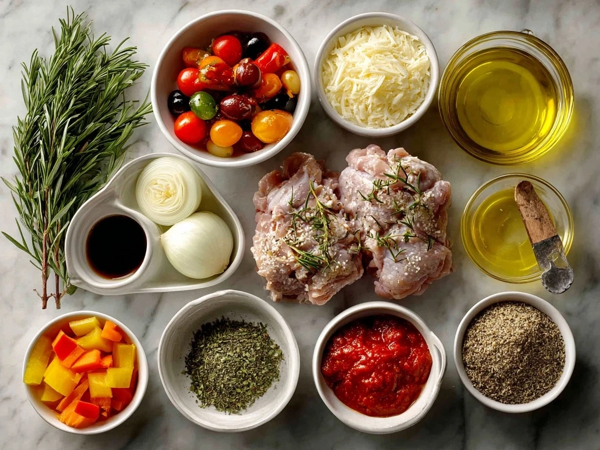 Ingredients for slow cooker chicken cacciatore recipe