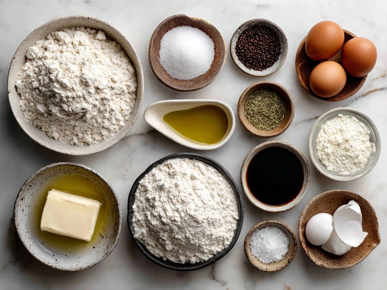 Ingredients for making sourdough bread