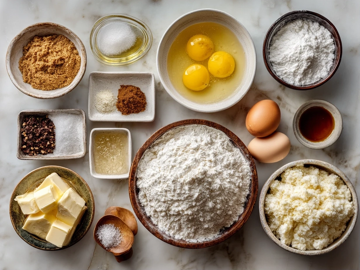 Ingredients for Southern Cornbread laid out on a table