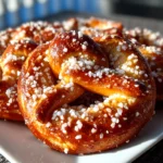 Amateur kitchen, taken with iPhone 14. Close-up slight angle of freshly prepared Basketball Pretzel Cookies on white plate. Fresh vibrant --ar 4:3 --style raw --s 250