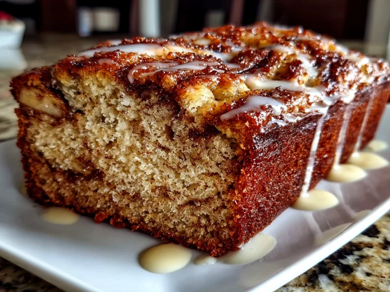 Beautiful freshly prepared cinnamon swirl banana bread slice