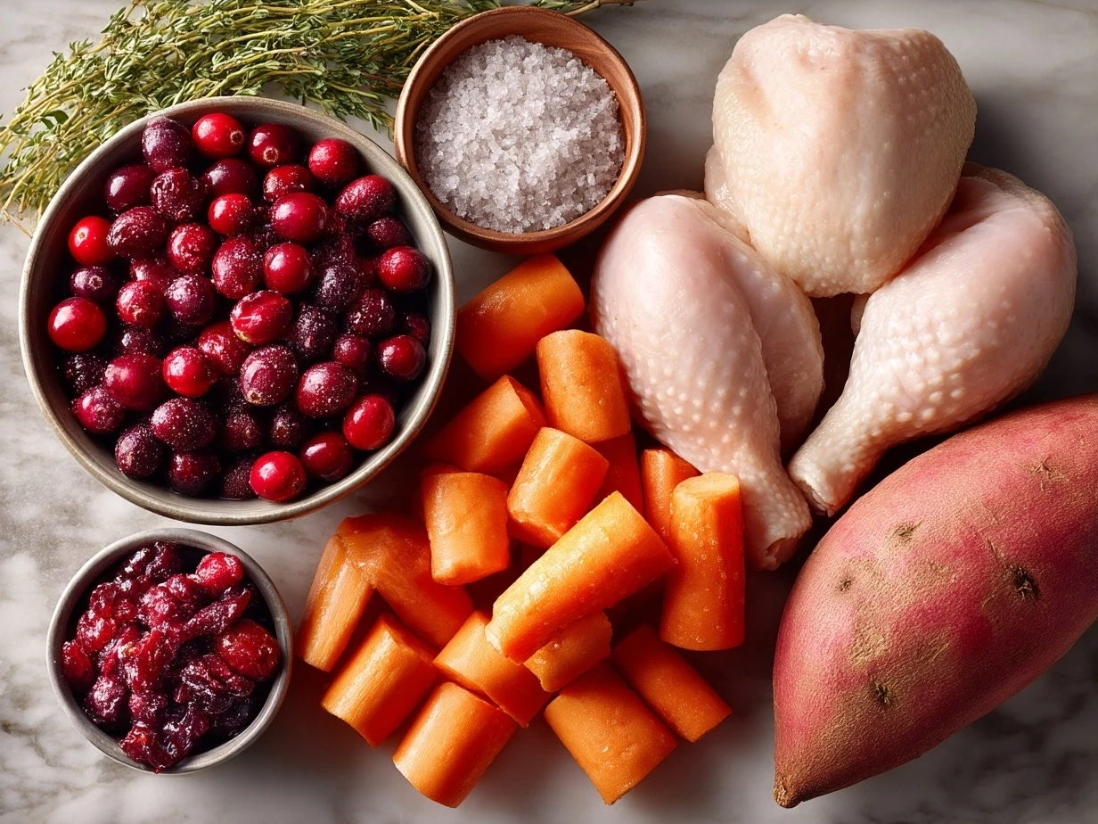 Ingredients for Cranberry Glazed Chicken with Carrots Sweet Potatoes