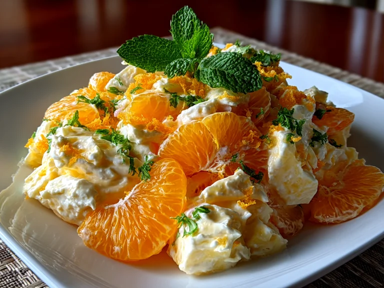 Creamy homemade Orange Dreamsicle Salad close-up