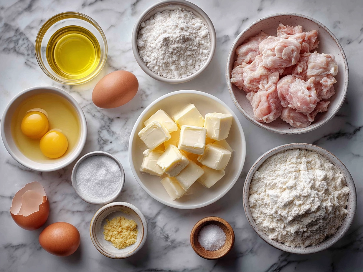 Ingredients for Crispy Chicken Waffles laid out on a table