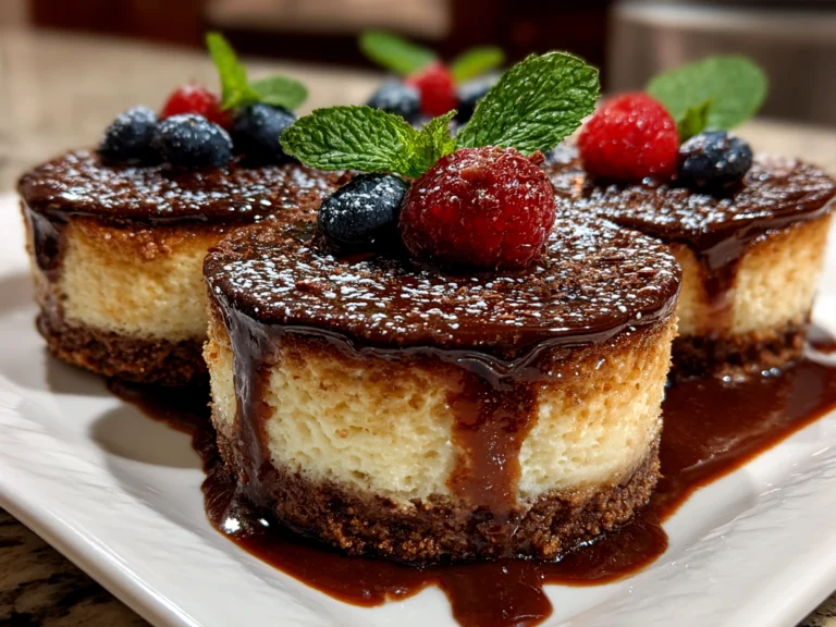 Freshly prepared Chocolate Gnome Cheesecakes on white plate