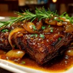 Freshly prepared French Onion Pot Roast with rich inviting finish