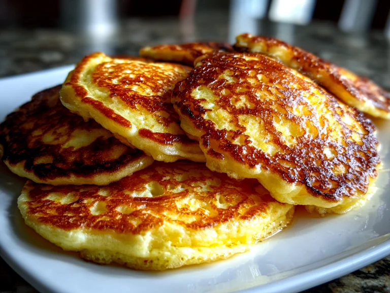 Freshly prepared Greek yogurt pancakes on white plate