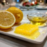 Freshly prepared limoncello on white plate
