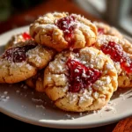 Freshly prepared Strawberry Kiss Cookies on white plate