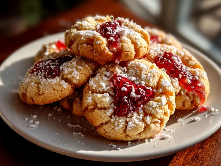 Freshly prepared Strawberry Kiss Cookies on white plate