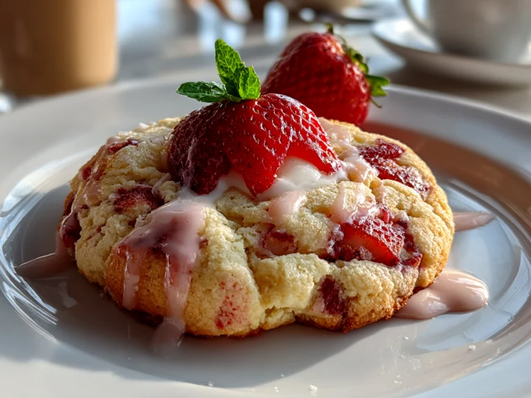 Freshly prepared strawberry lemonade cookie on white plate