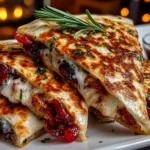 Freshly prepared turkey cranberry quesadillas ready to be served