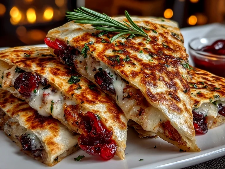 Freshly prepared turkey cranberry quesadillas ready to be served