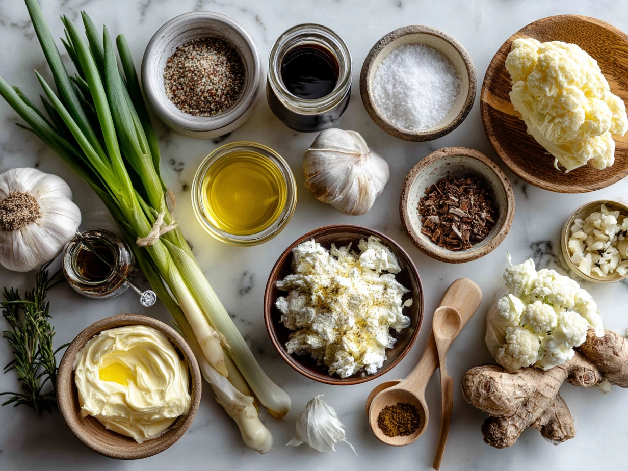 Ingredients laid out for Garlic Aioli Sauce including mayonnaise, garlic cloves, lemon, mustard, paprika, salt, and pepper.