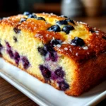 Home Cook, taken with iPhone 14 Pro. Close-up slight angle of comforting sourdough discard blueberry bread on white plate. Mouthwatering --ar 4:3 --style raw --s 230