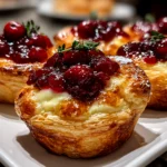 home cook, taken with iPhone 14. Close-up slight angle of freshly prepared Cranberry Brie Puff Pastry Cups on white plate. fresh vibrant --ar 4:3 --style raw --s 245
