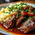 Home-cooked Korean Pot Roast on white plate