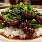 homemade Crockpot Mongolian Beef close-up