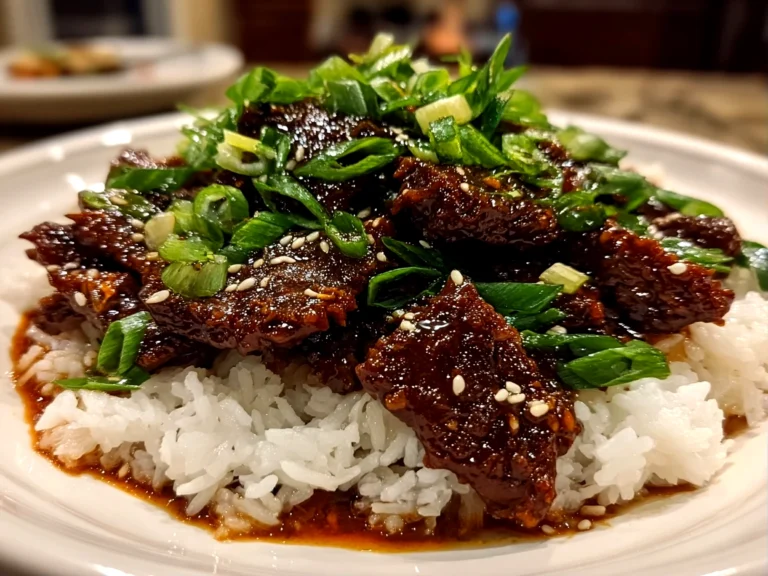 homemade Crockpot Mongolian Beef close-up