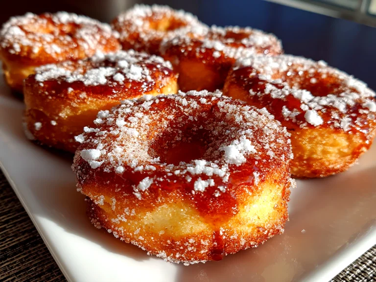 Homemade sourdough discard sugar donuts on minimal tabletop
