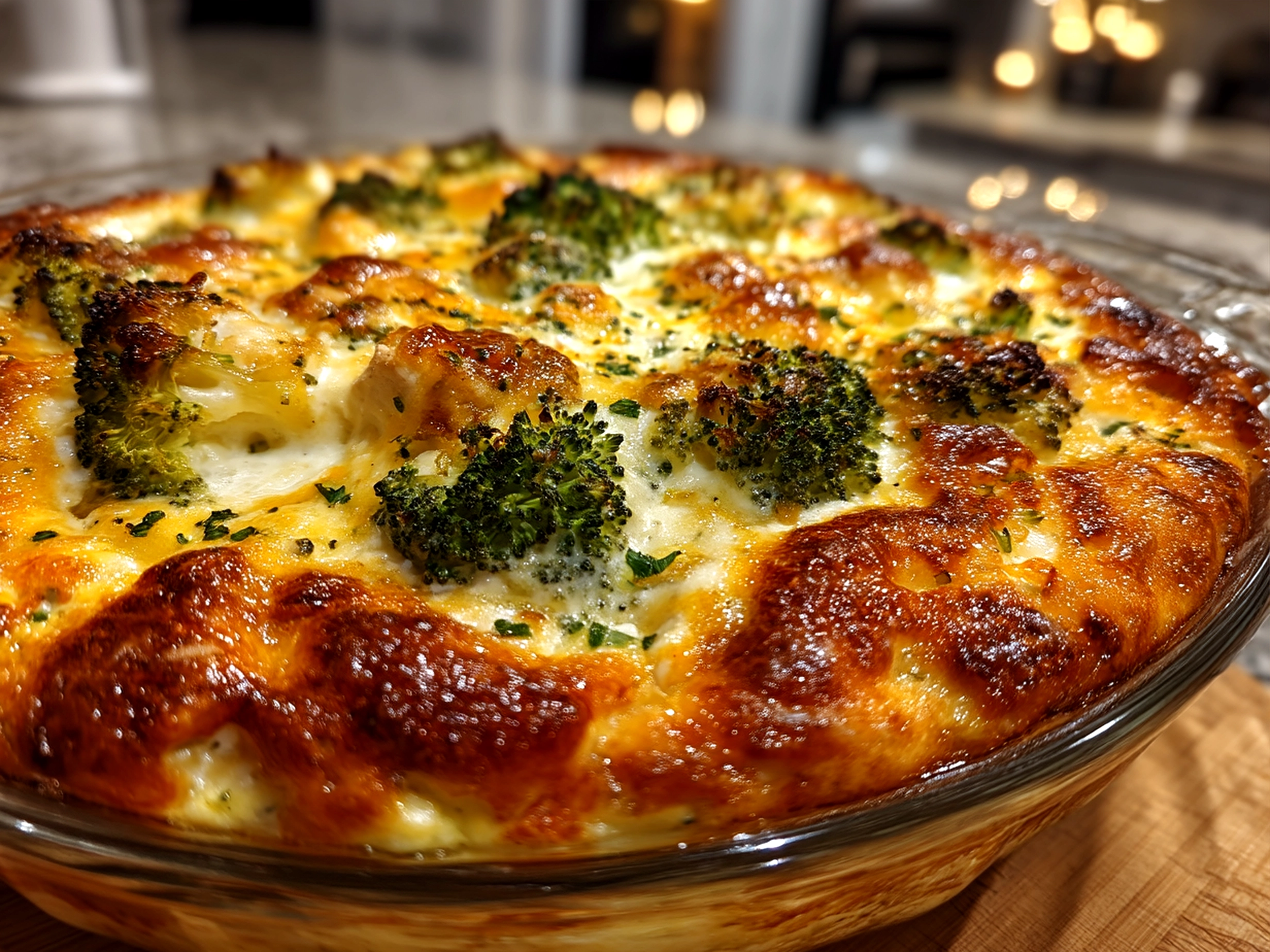 Served Keto Cheesy Crockpot Chicken and Broccoli Casserole in a dish